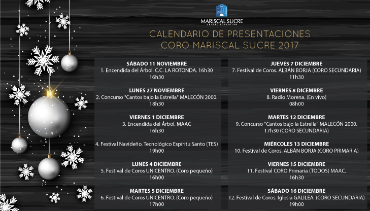 Calendario de Presentaciones "Coro Mariscal Sucre 2017"